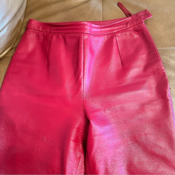 Clio Vintage 90s Genuine Leather High Waist Pants in Red size 4 - Picture 5 of 10